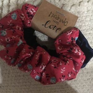 Velvet and floral scrunchie set